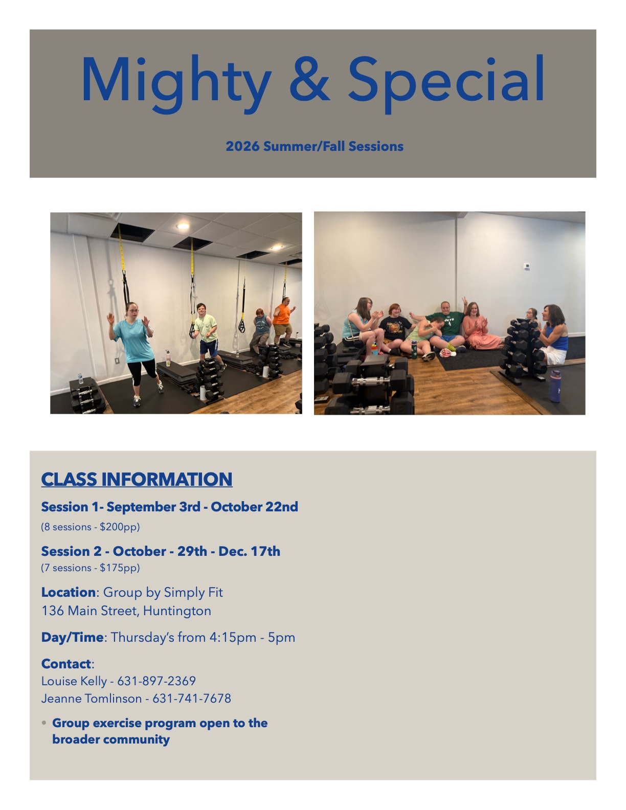 Mighty and Special 2026 Summer Fall Sessions flyer